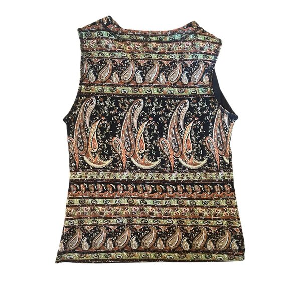 Vintage Retro White Stag Paisley Sleeveless Top M - Picture 5 of 5